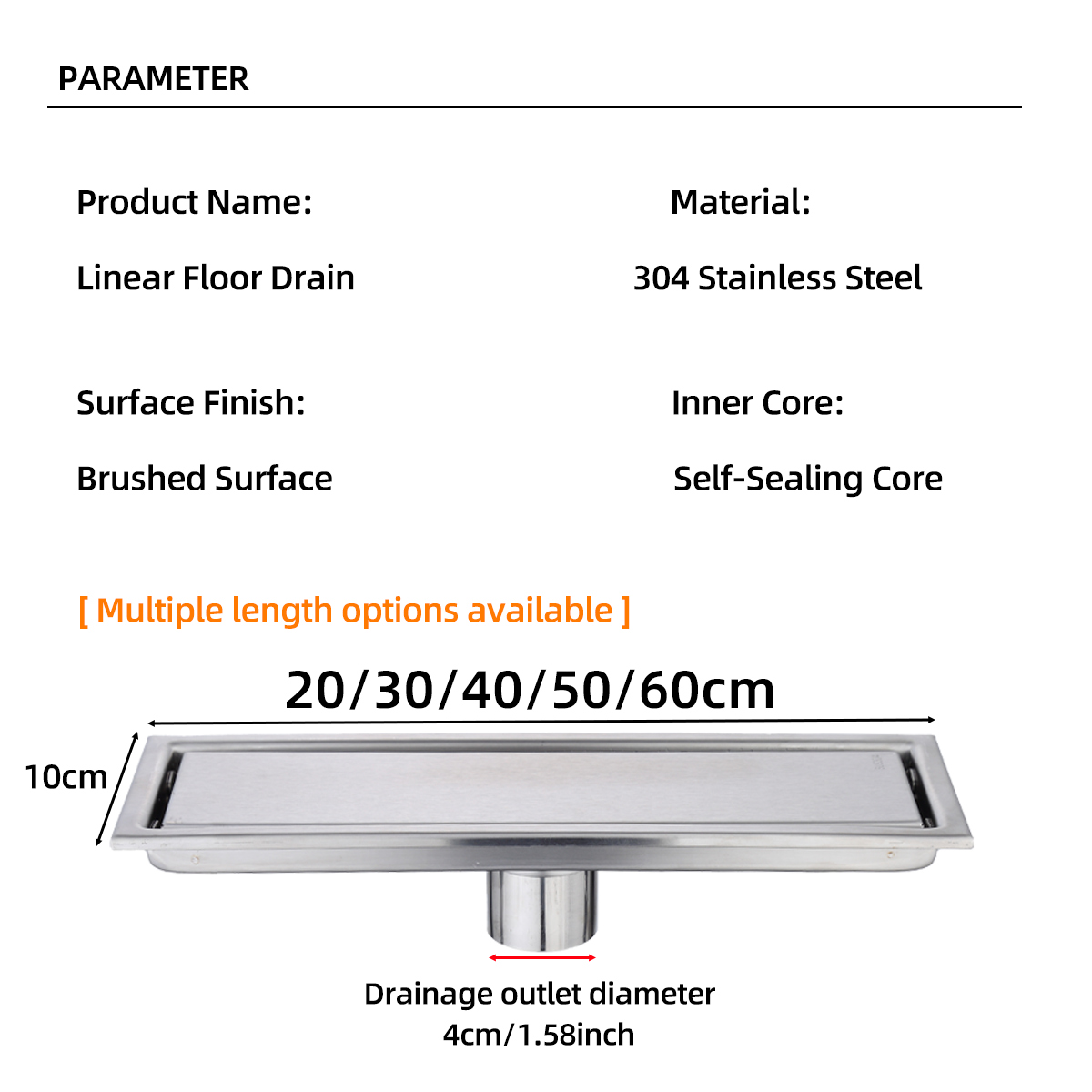 Linear Shower Drain with Tile- - огляд і ціна Linear Shower Drain Stainless 304 Tile In