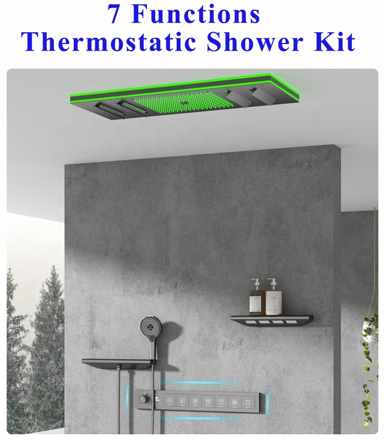 New Design Brushed Gold LED Mu - огляд і ціна Led Rainfall Shower Head Waterfall