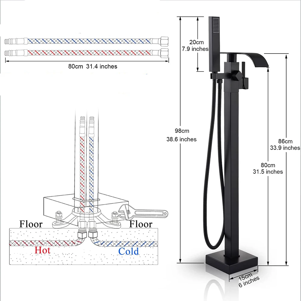Floor Standing Faucet Bathtub  - огляд і ціна Freestanding Bathtub Filler Faucet Floor