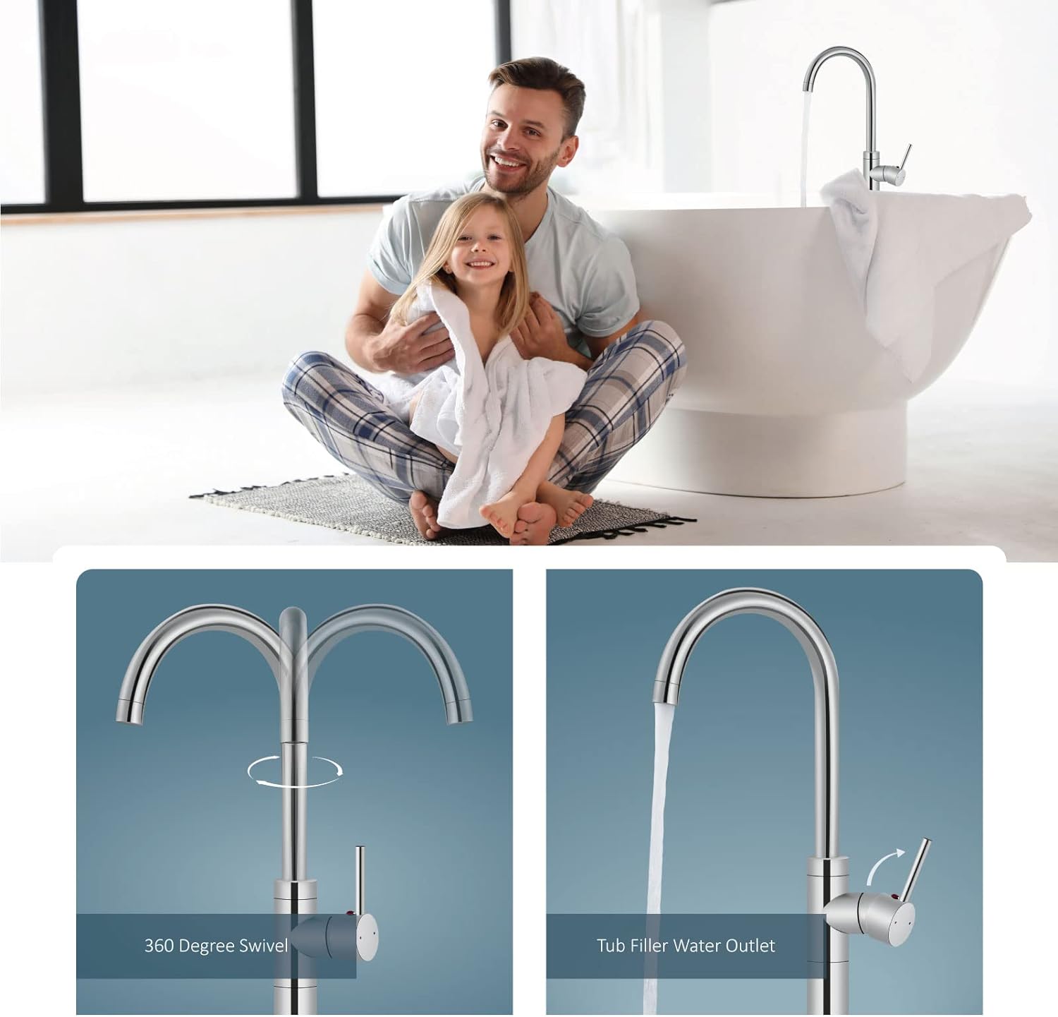 ZAPPO Freestanding Bathtub Fau - огляд і ціна Freestanding Bathtub Filler Faucet Floor